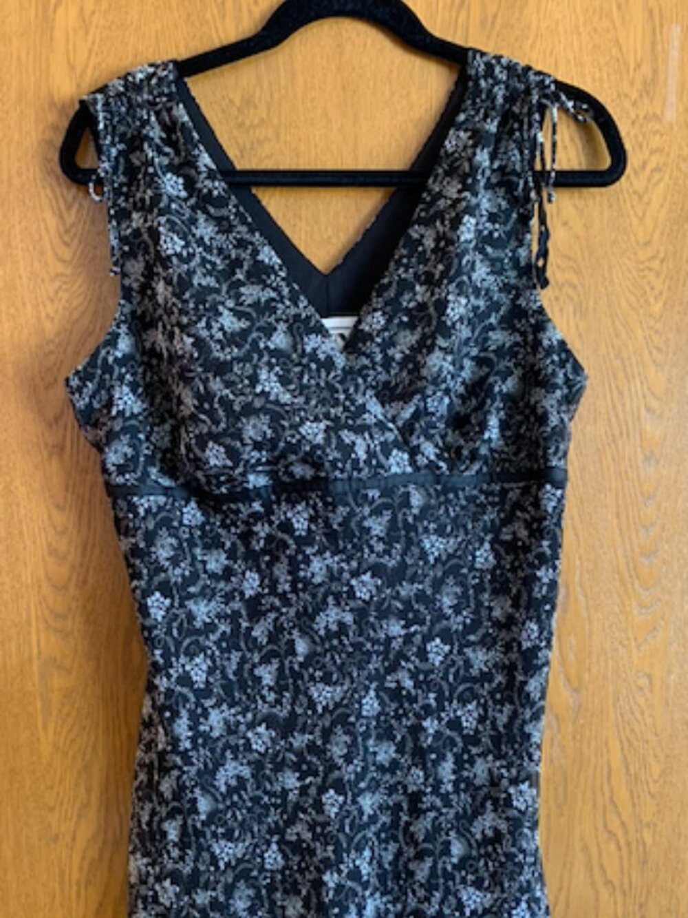 Vintage DBY Ltd Black/White Floral Chiffon Mini Dress Size 13/14 Y2K 90s